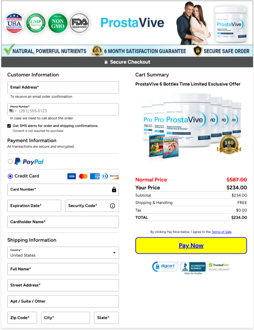 ProstaVive Official Website Secure Order Page